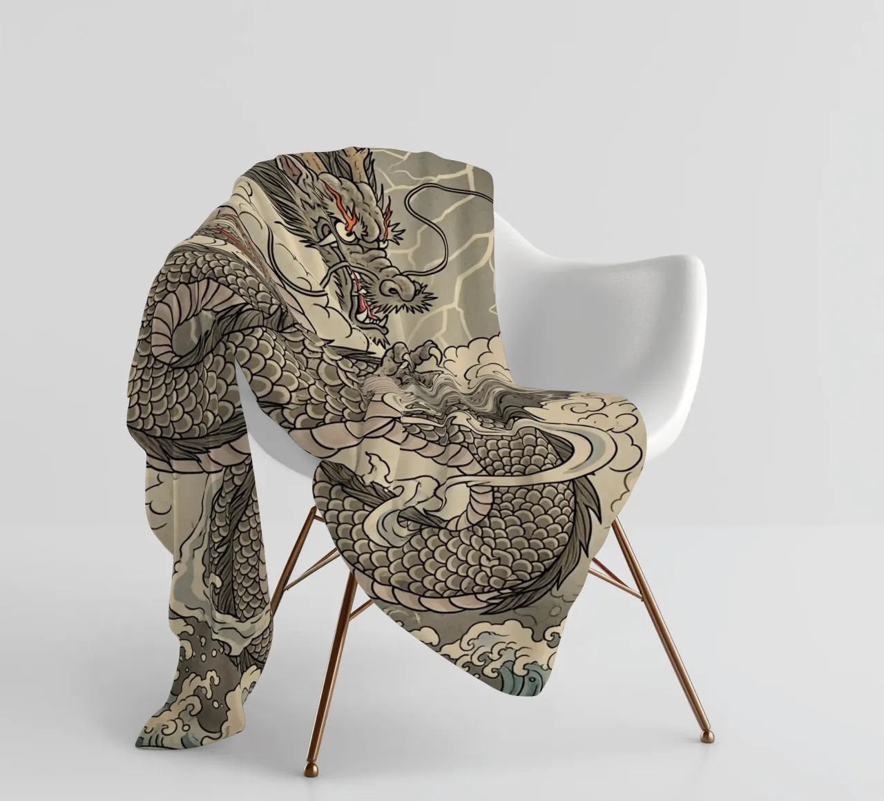 Drago - Stile vintage giapponese coperta in pile da Lembayung art