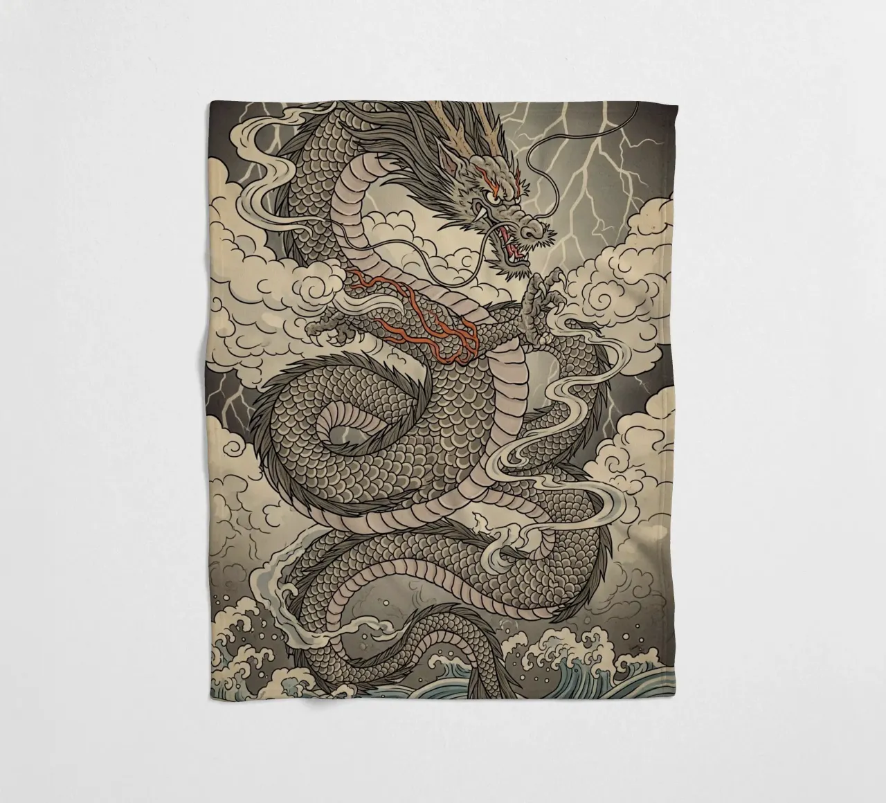 Drago - Stile vintage giapponese coperta in pile da Lembayung art