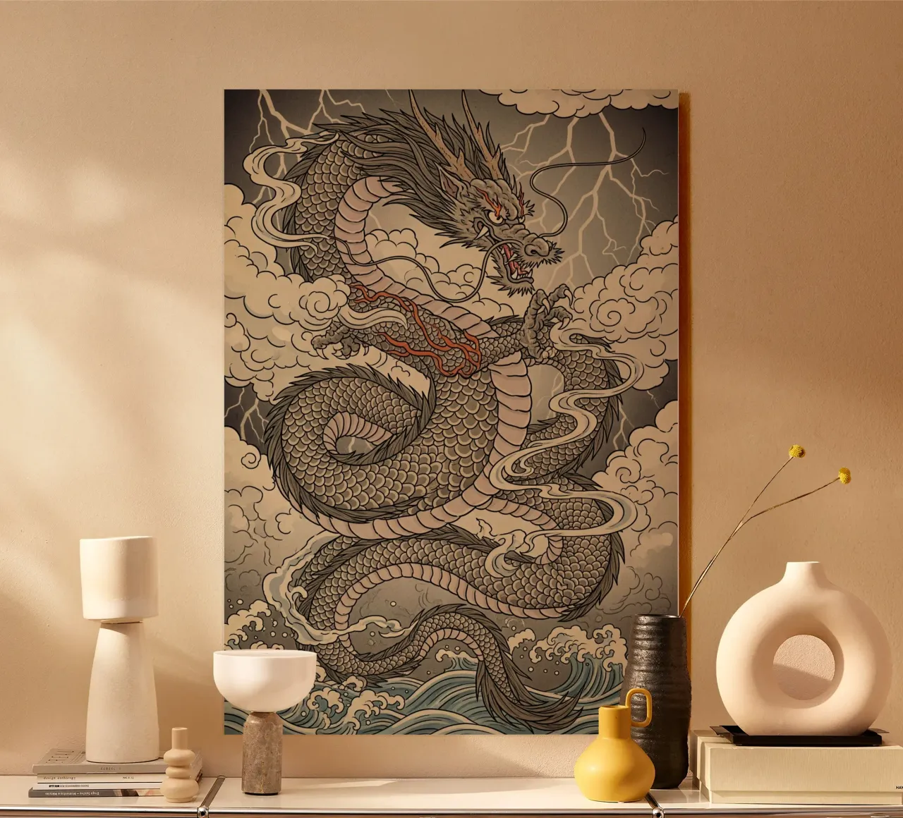 Dragon - Japanese vintage style acrylic glass by Lembayung art