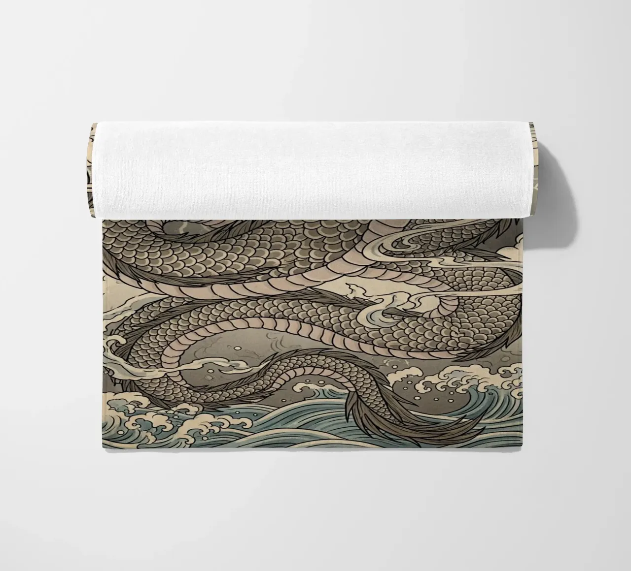 Dragon - Japanese vintage style beach towel by Lembayung art