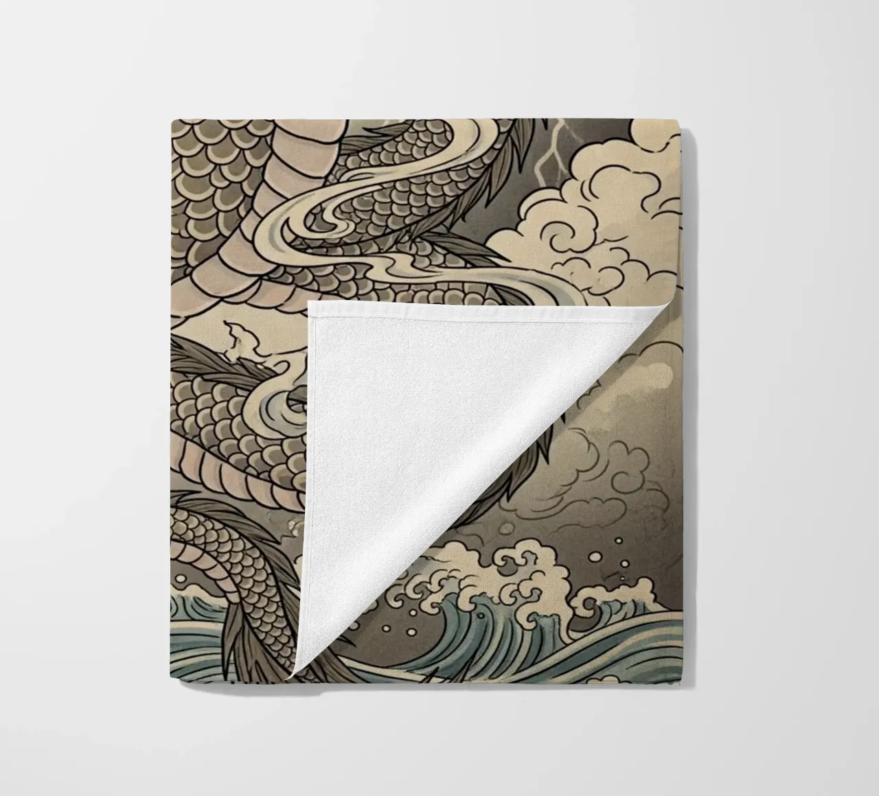 Dragon - Japanese vintage style beach towel by Lembayung art