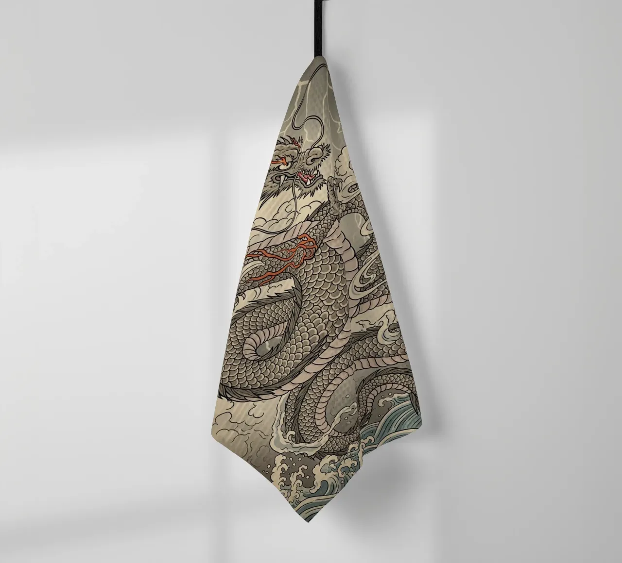 Dragon - Japanese vintage style tea towel by Lembayung art