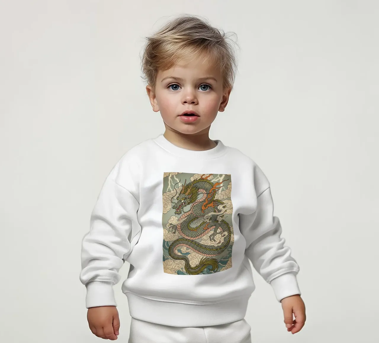 Dragon in Japanese vintage style baby sweatshirt by Lembayung art
