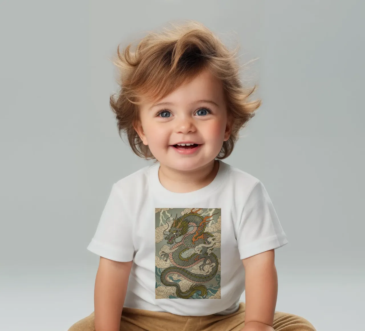 Dragon in Japanese vintage style baby t-shirt by Lembayung art