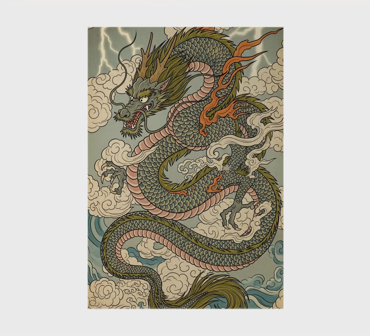 Dragon in Japanese vintage style notebook by Lembayung art