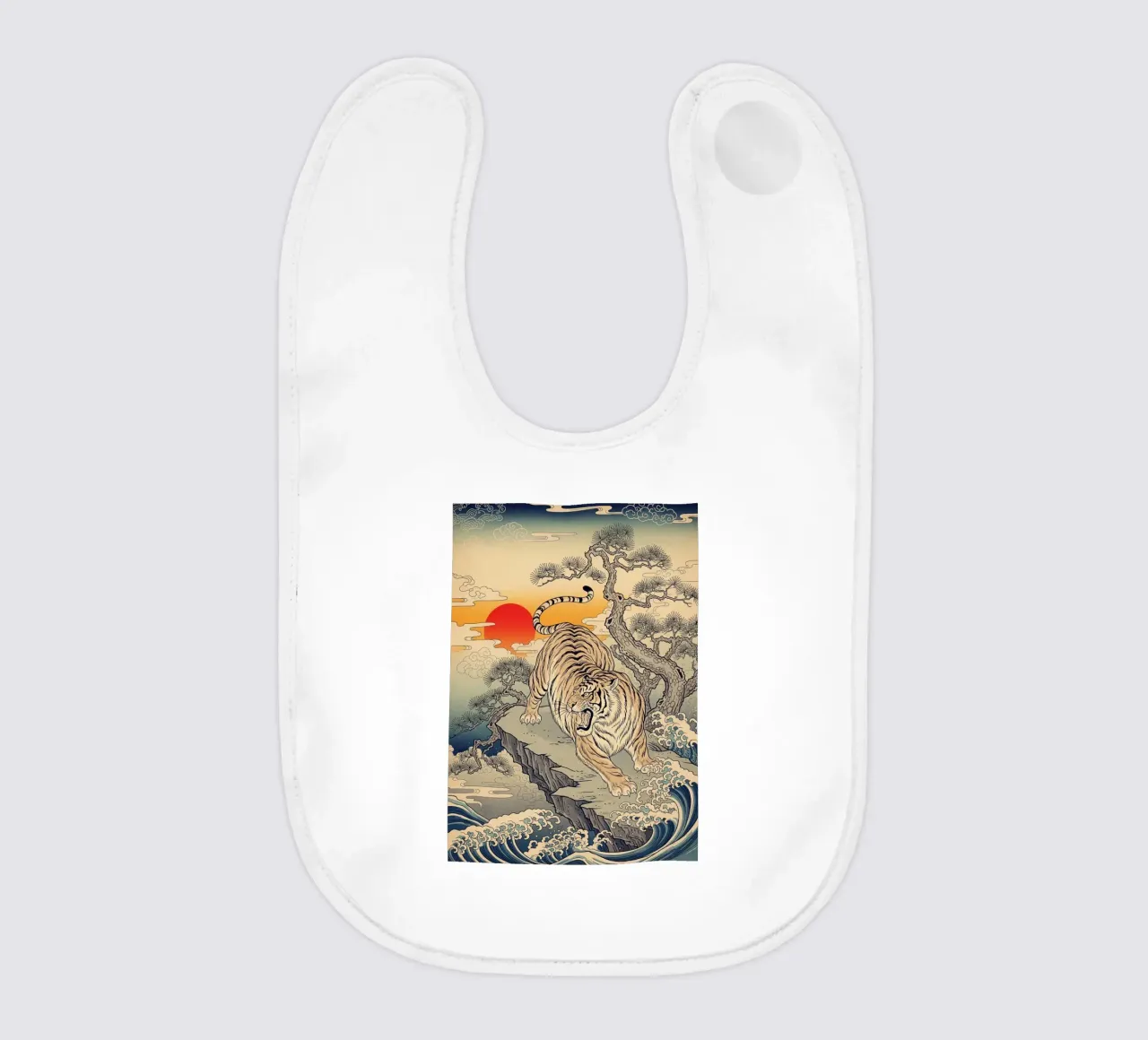 Tiger - Japanese vintage style baby bib by Lembayung art