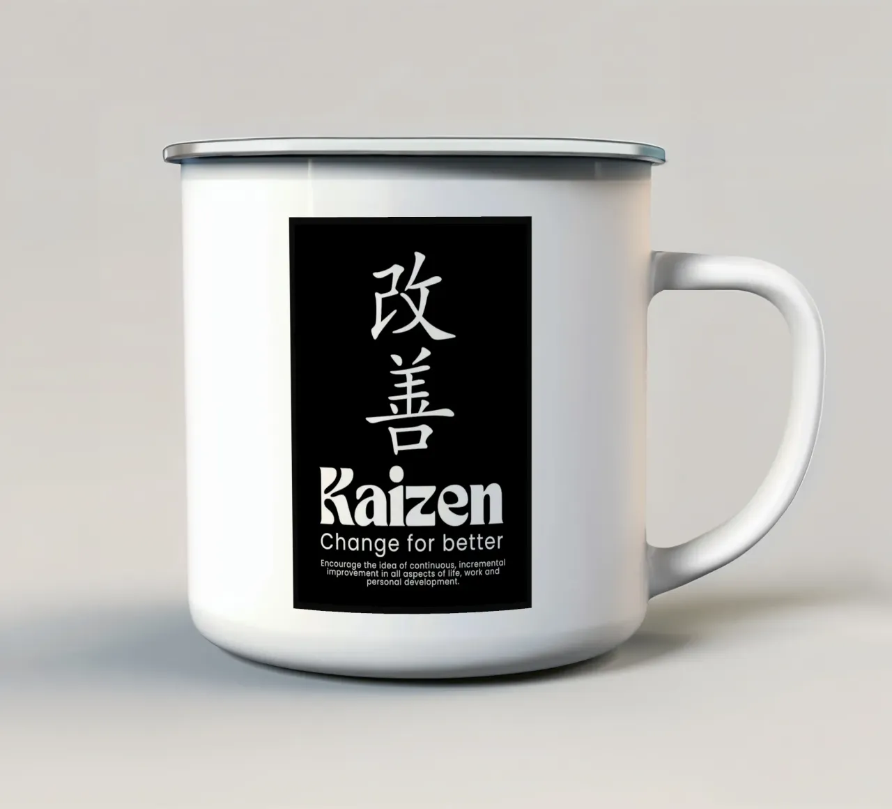 Kaizen_ Veränderung zum Besseren Emaille Tasse von Nucci Studio