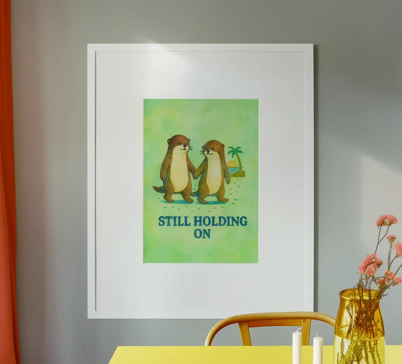 Otter-Kunstgemälde in der Hand Poster von Mutiaram