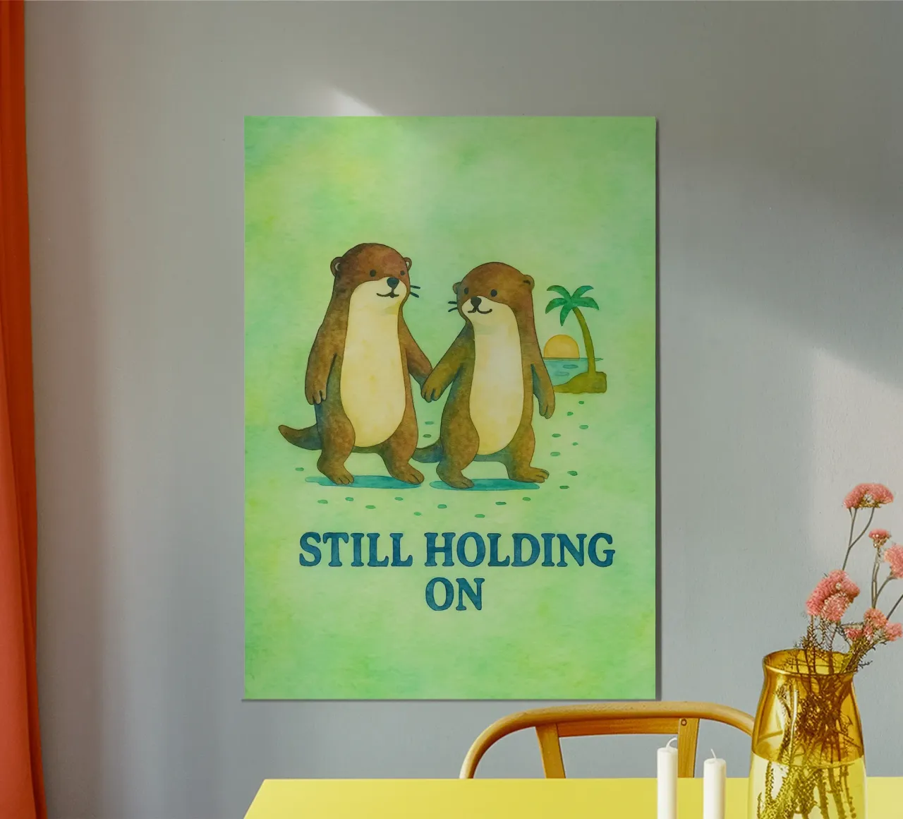 Otter-Kunstgemälde in der Hand Poster von Mutiaram