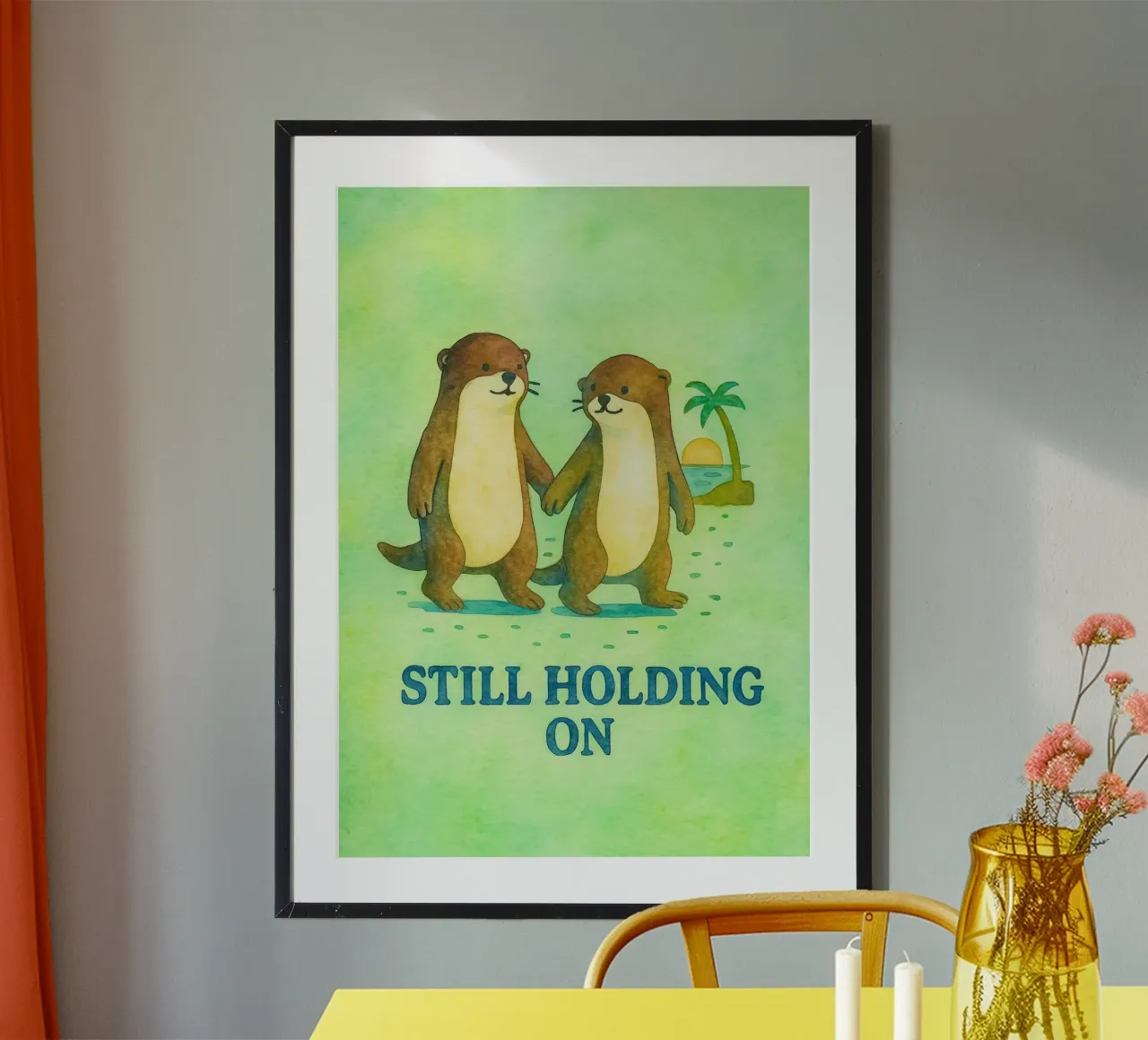 Otter-Kunstgemälde in der Hand Poster von Mutiaram