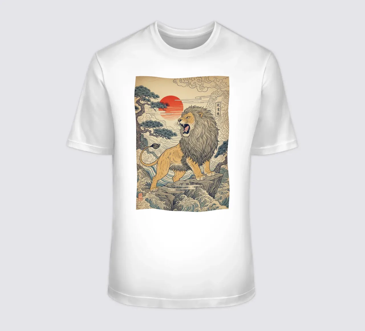 Lion - Japanese vintage style t-shirt by Lembayung art