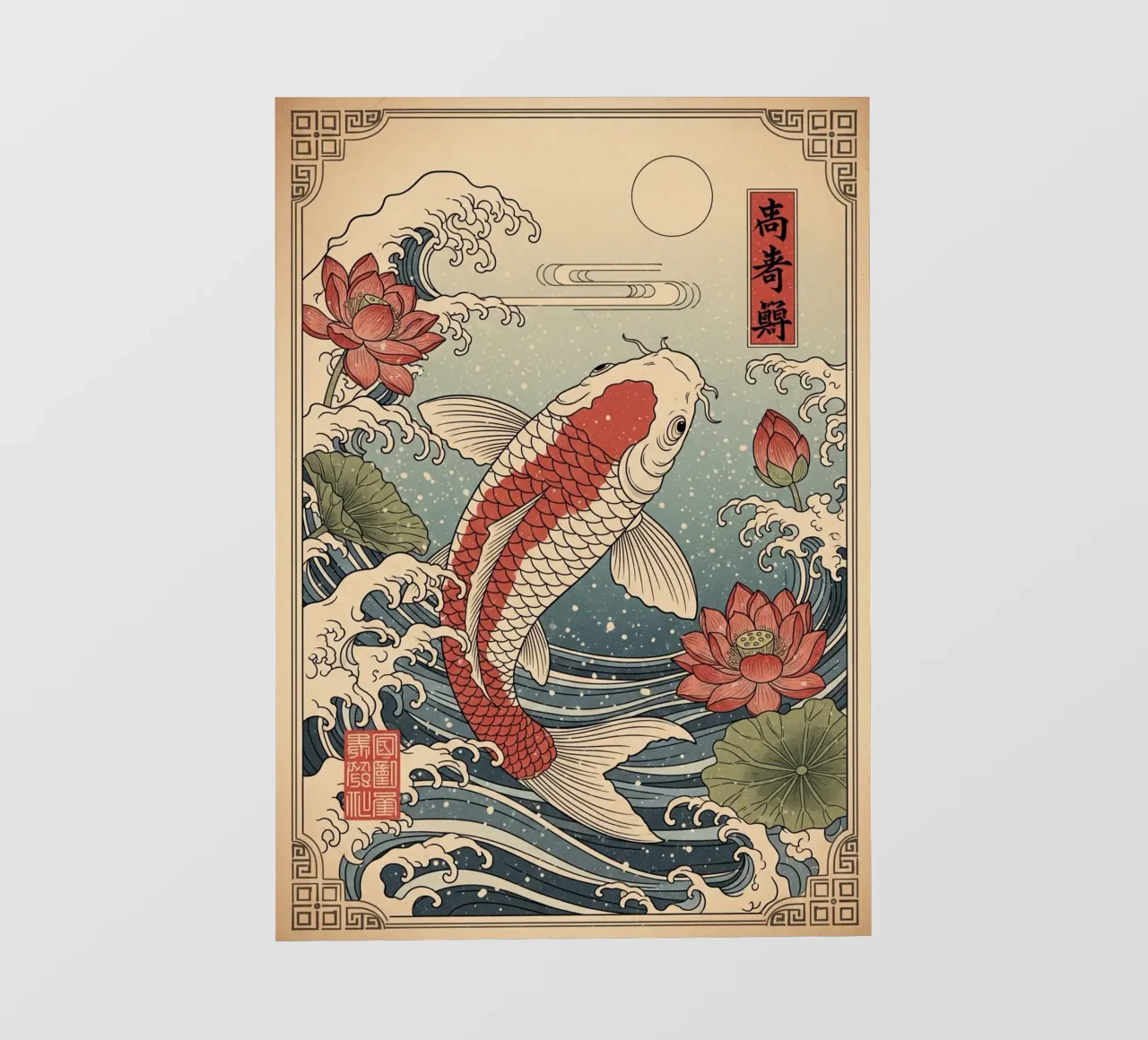 Koi Fish - Japanese vintage style backlit film by Lembayung art