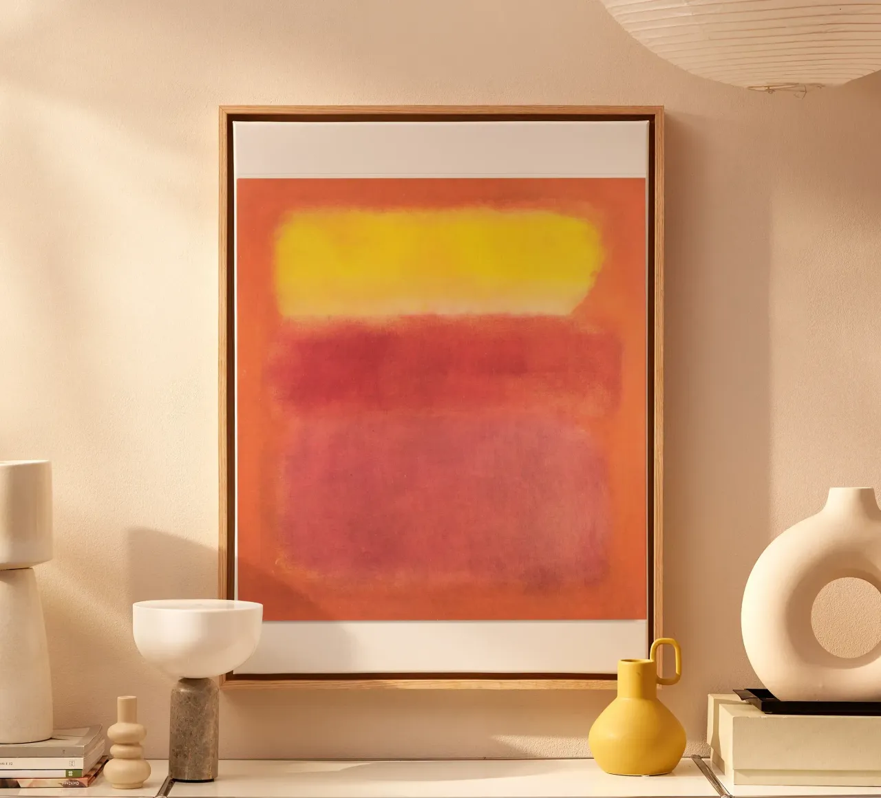 Mark Rothko Geel Abstract canvas met Baklijst van Fredrick Miller