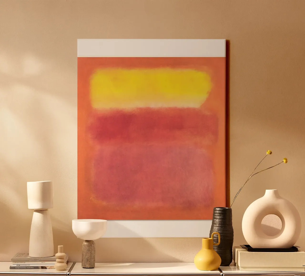 Mark Rothko Geel Abstract canvas met Baklijst van Fredrick Miller