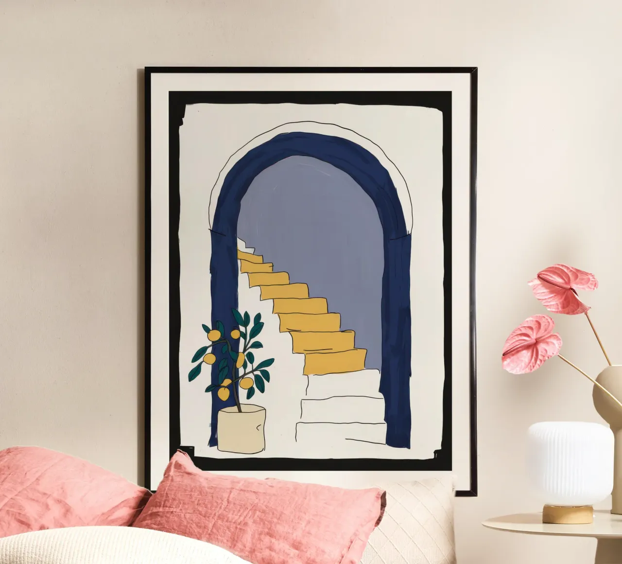 Luce di passaggio ad arco poster con telaio in legno da Obs Canvas
