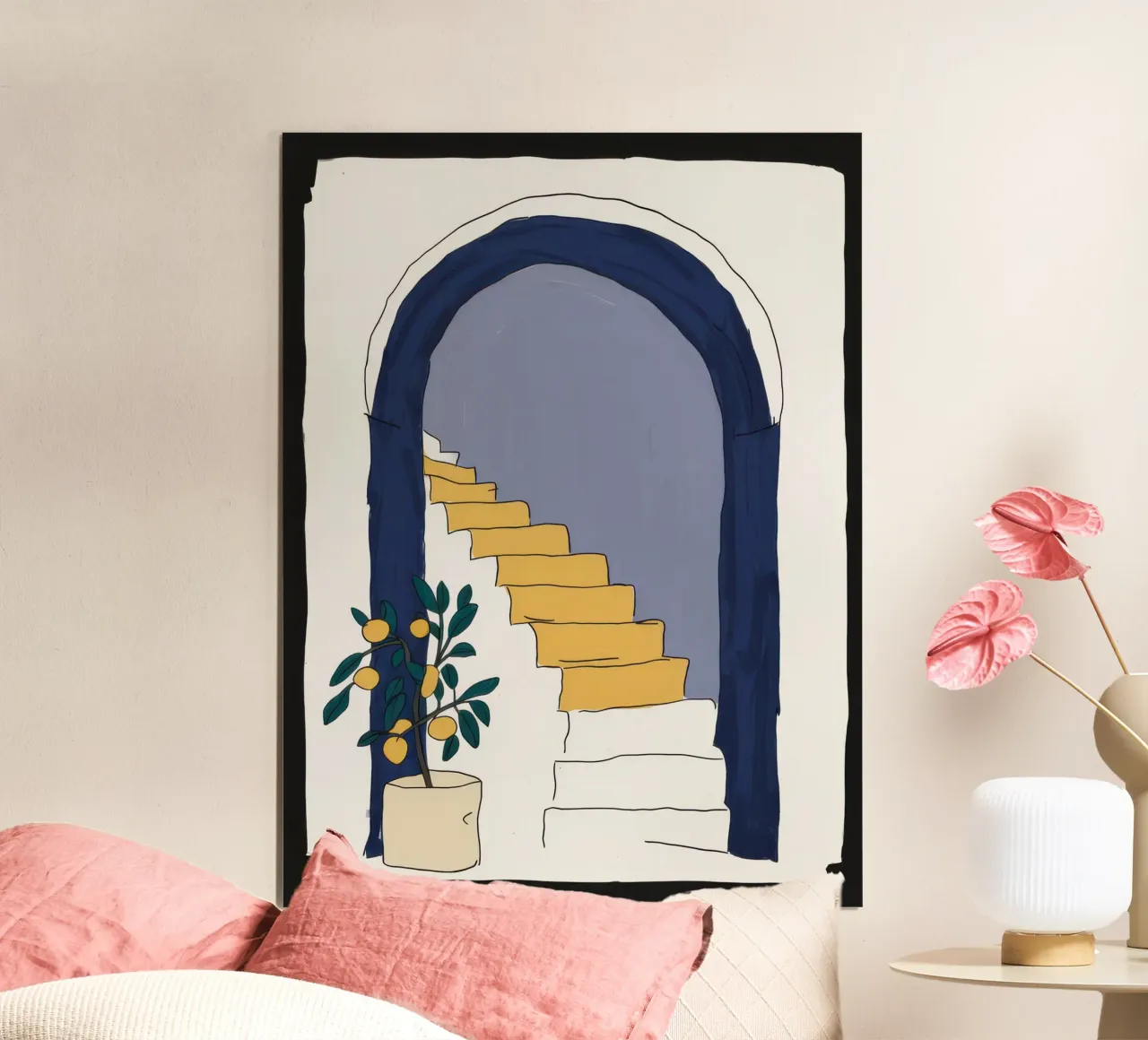 Luce di passaggio ad arco poster con telaio in legno da Obs Canvas