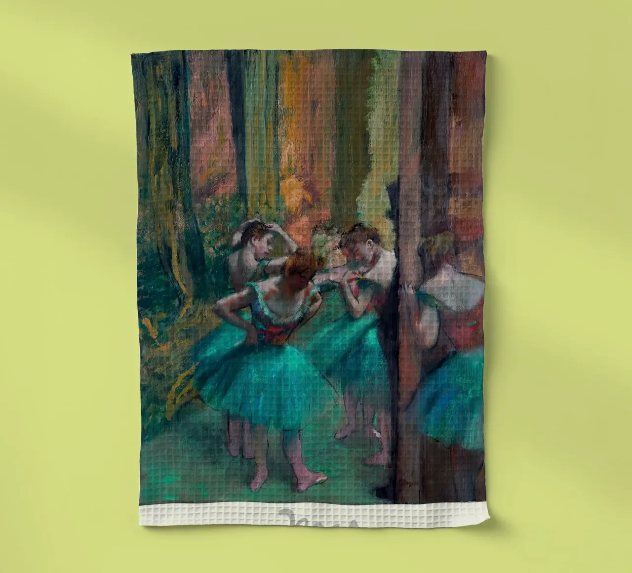 Edgar Degas - Ballerine rosa e verdi canovaccio da cucina da Alfieson