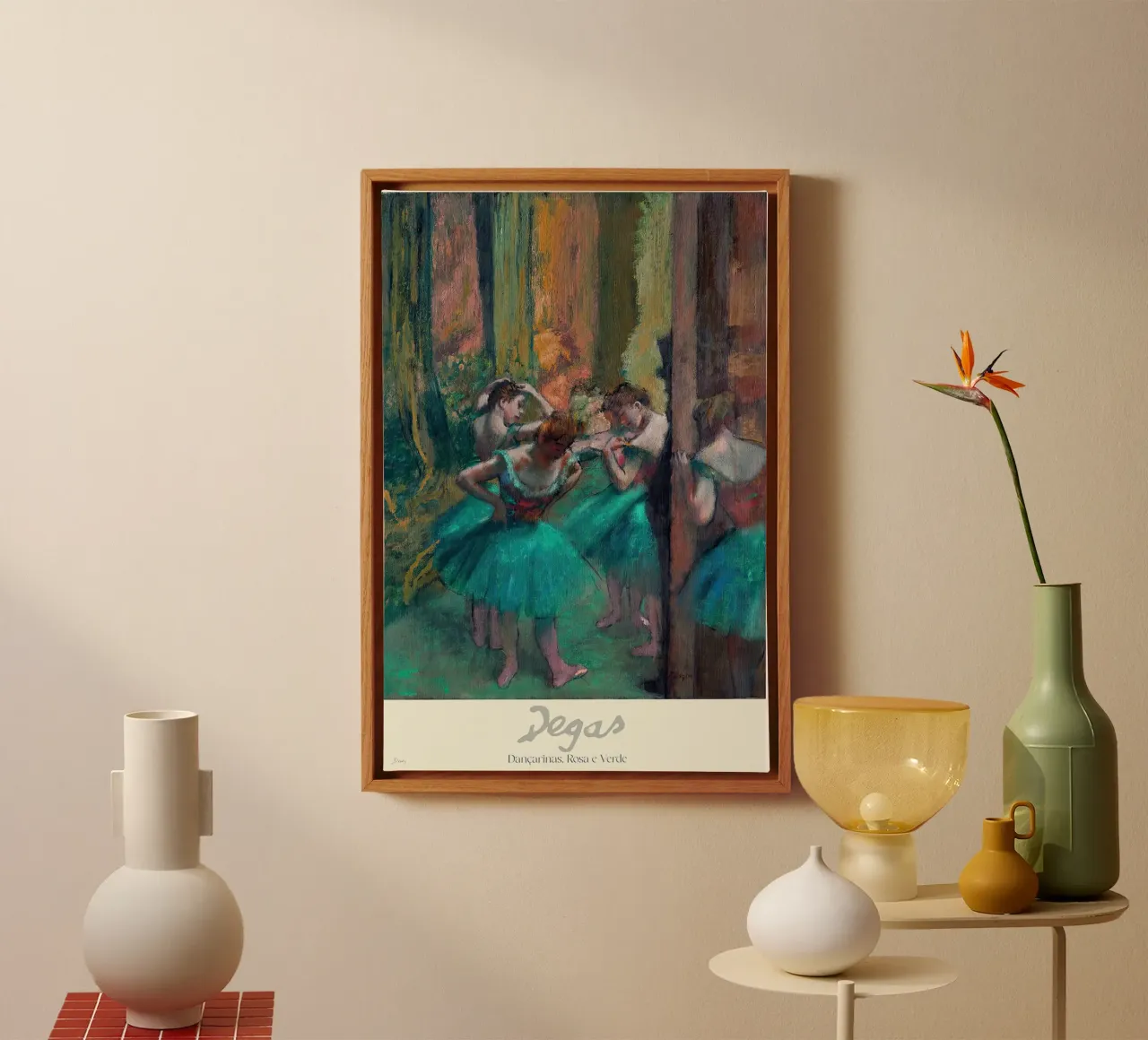 Edgar Degas - Ballerine rosa e verdi tela con Cornice a cassetta da Alfieson