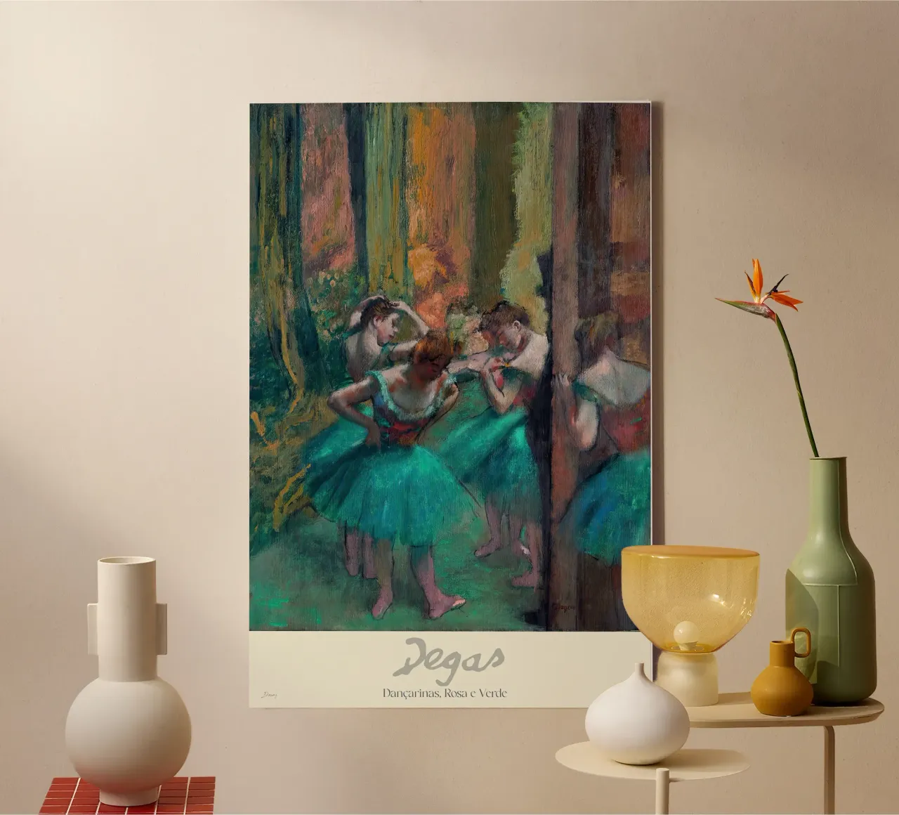 Edgar Degas - Ballerine rosa e verdi tela con Cornice a cassetta da Alfieson