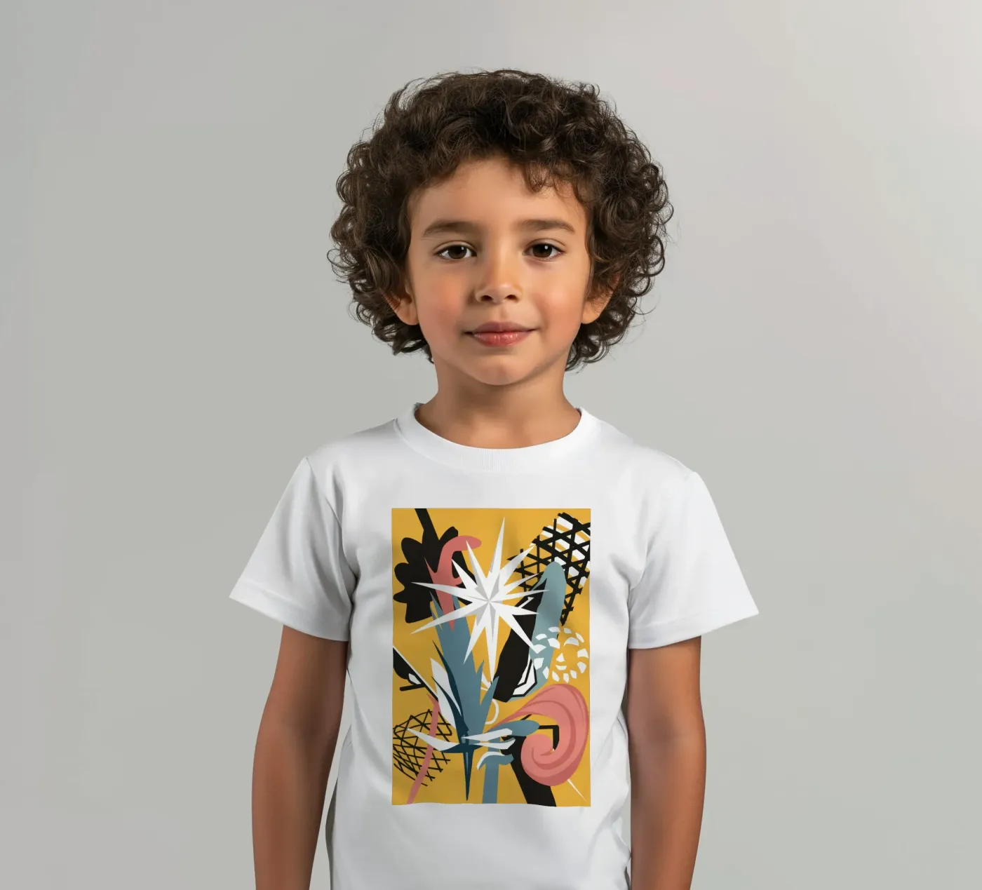 Collage Sterrenkrabbel kinder t-shirt van Obs Canvas