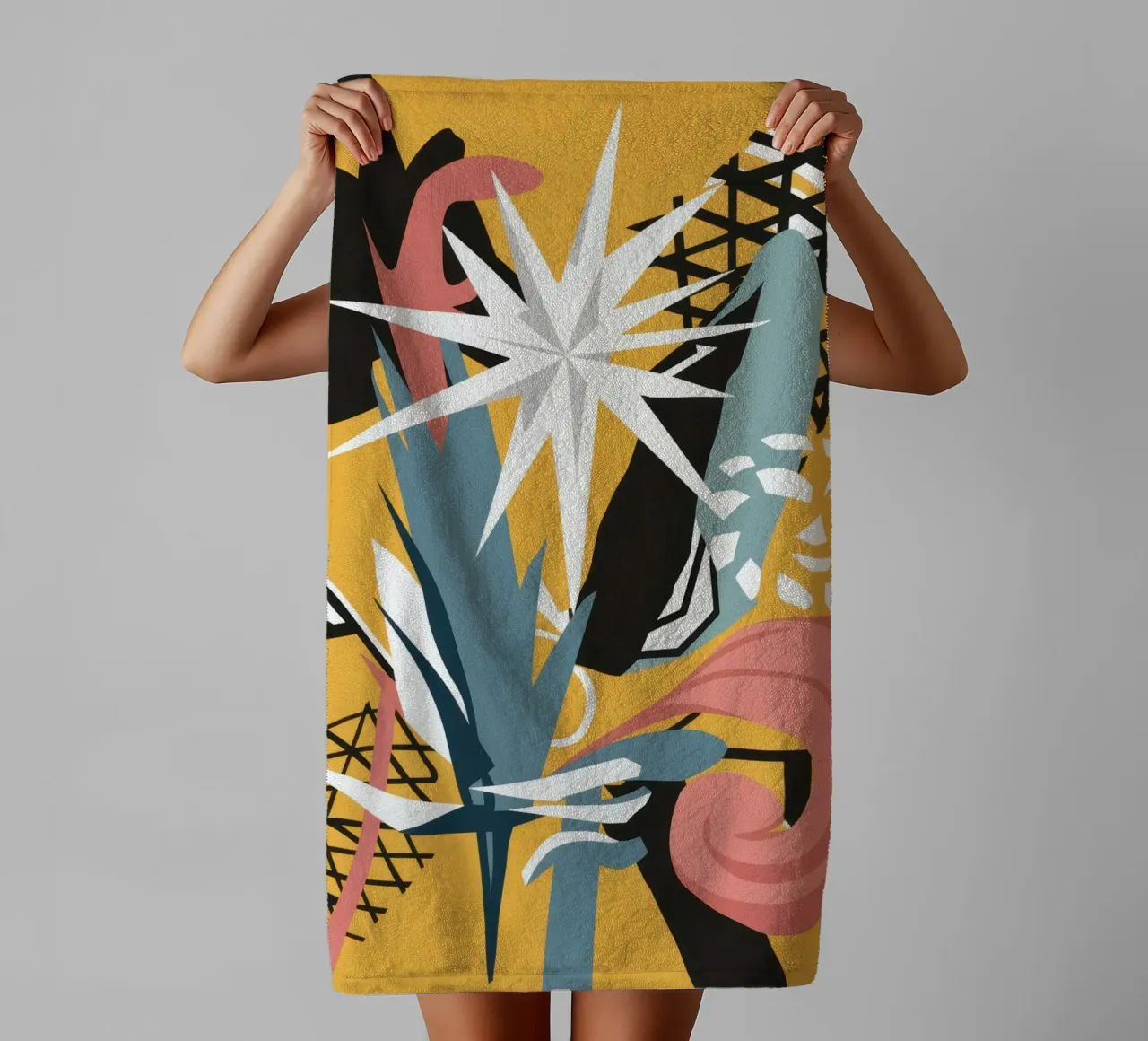 Starry Scribble Collage badhanddoek van Obs Canvas