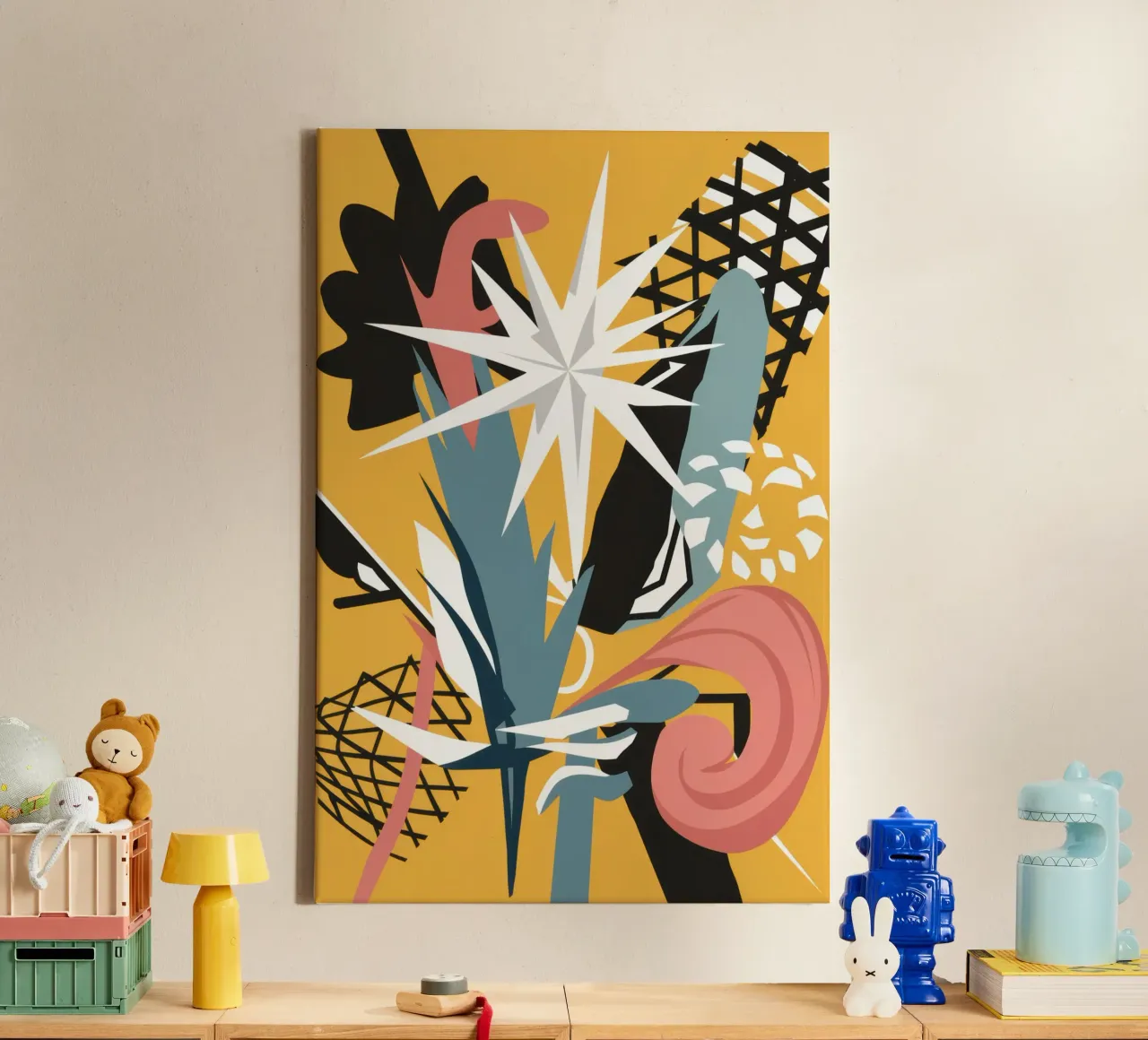 Starry Scribble Collage canvas with Floater frame by Obs Canvas