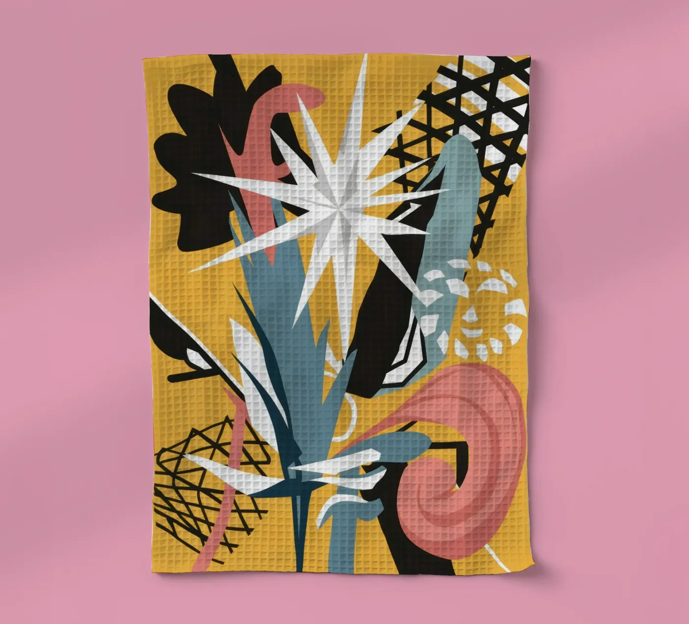 Starry Scribble Collage tea towel by Obs Canvas