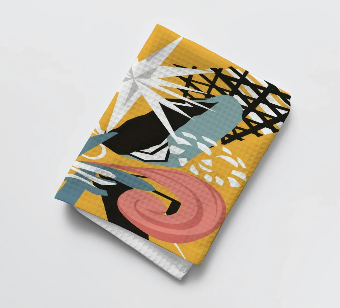 Starry Scribble Collage tea towel by Obs Canvas