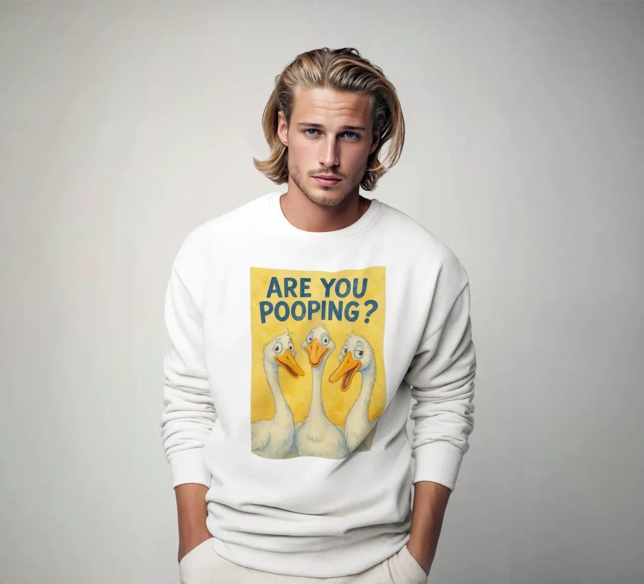 disegno artistico dell'anatra "are you pooping felpa da pasadenan