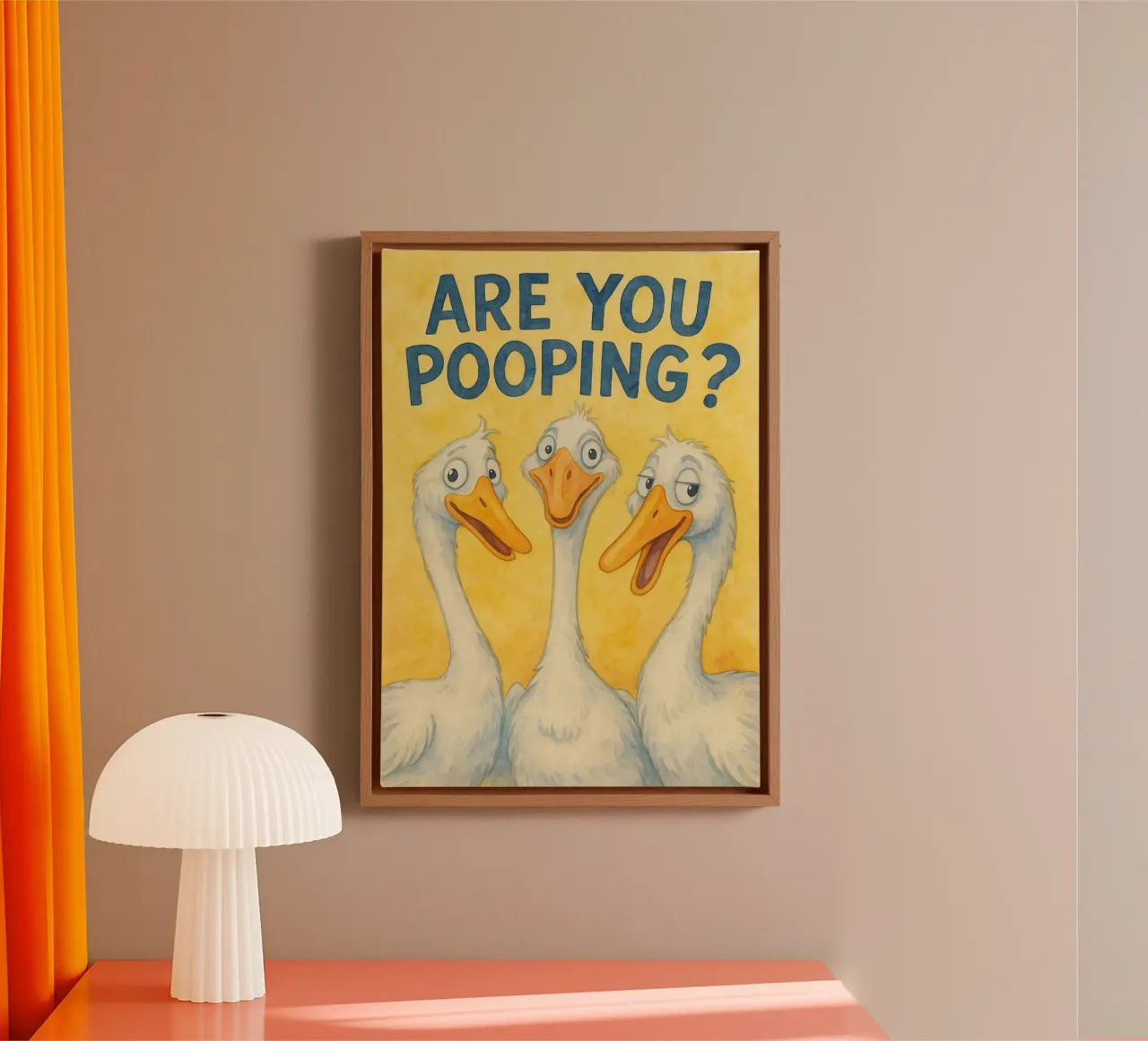 are you pooping duck art drawing canvas with Floater frame by pasadenan