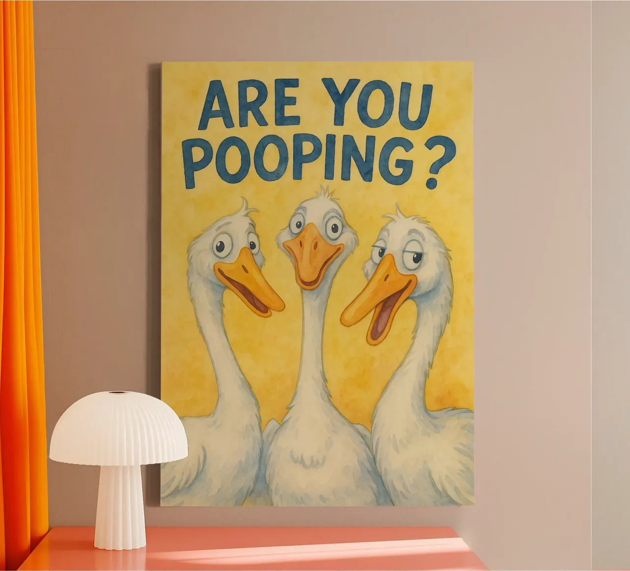 are you pooping duck art drawing canvas with Floater frame by pasadenan
