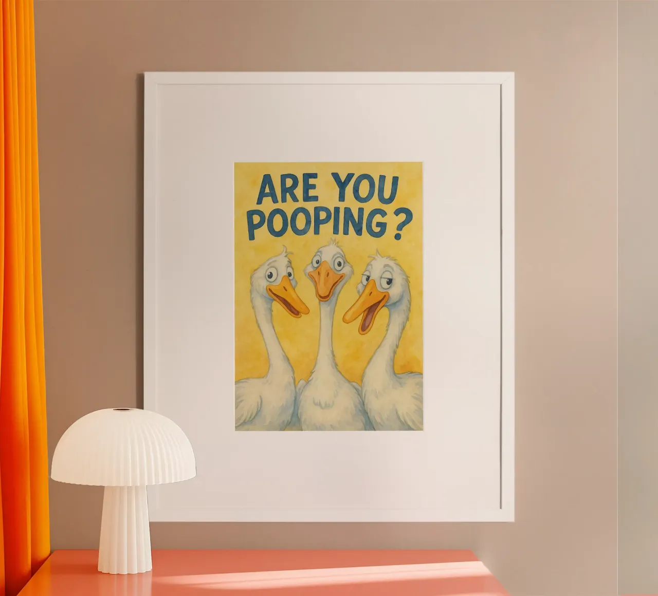 are you pooping duck art drawing poster con marco de plástico de pasadenan