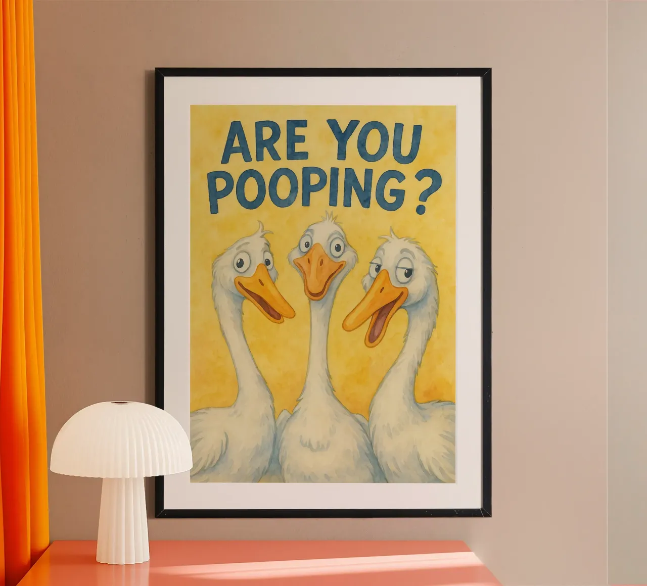 are you pooping duck art drawing poster con marco de plástico de pasadenan