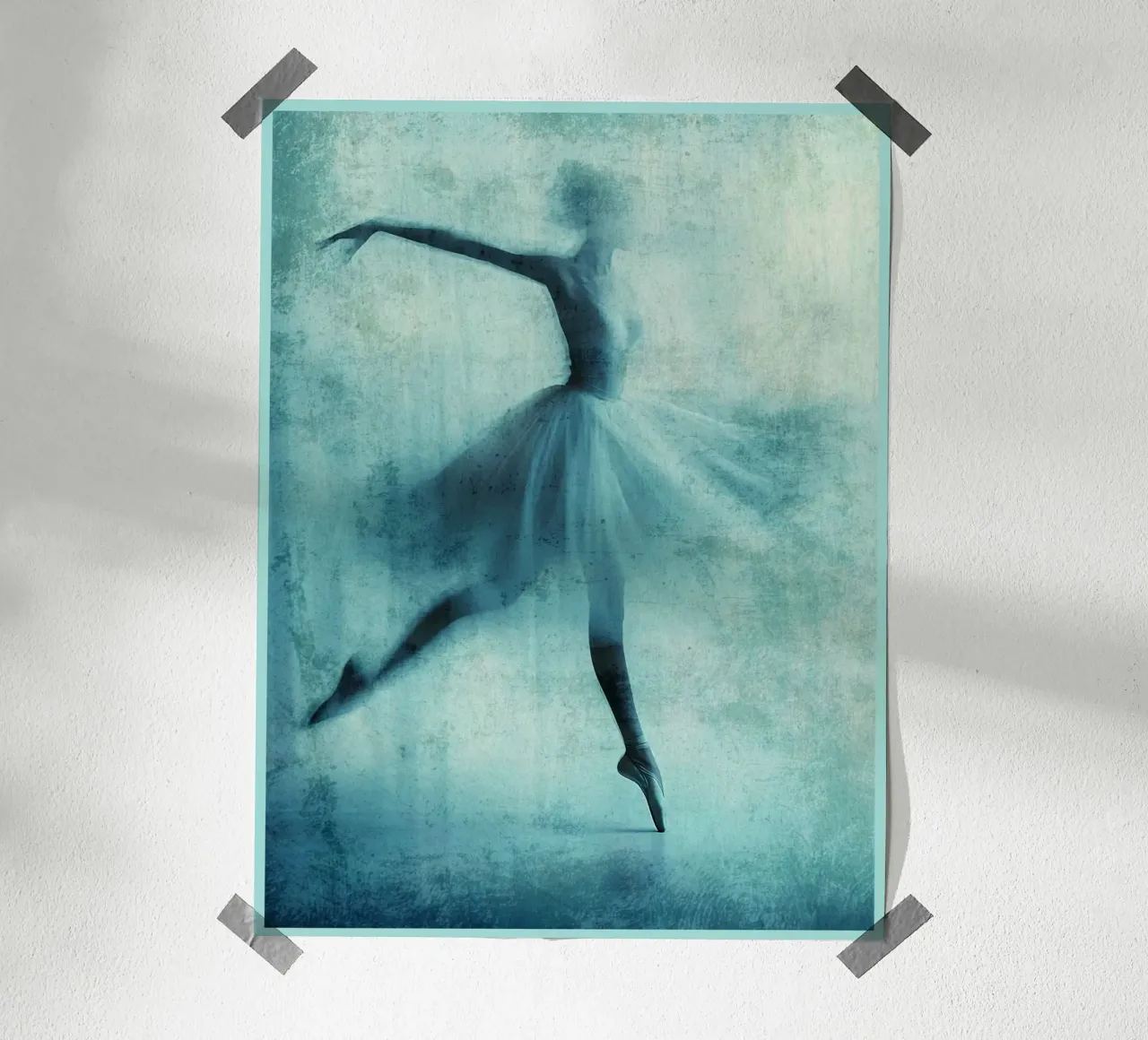 Ballet Dancer blauw grijs silhouet hahnemühle van David Studio