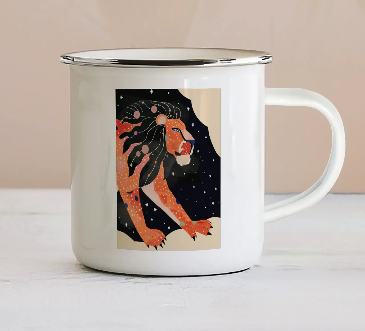 Leone astrale tazza in smalto da ArtsySesta