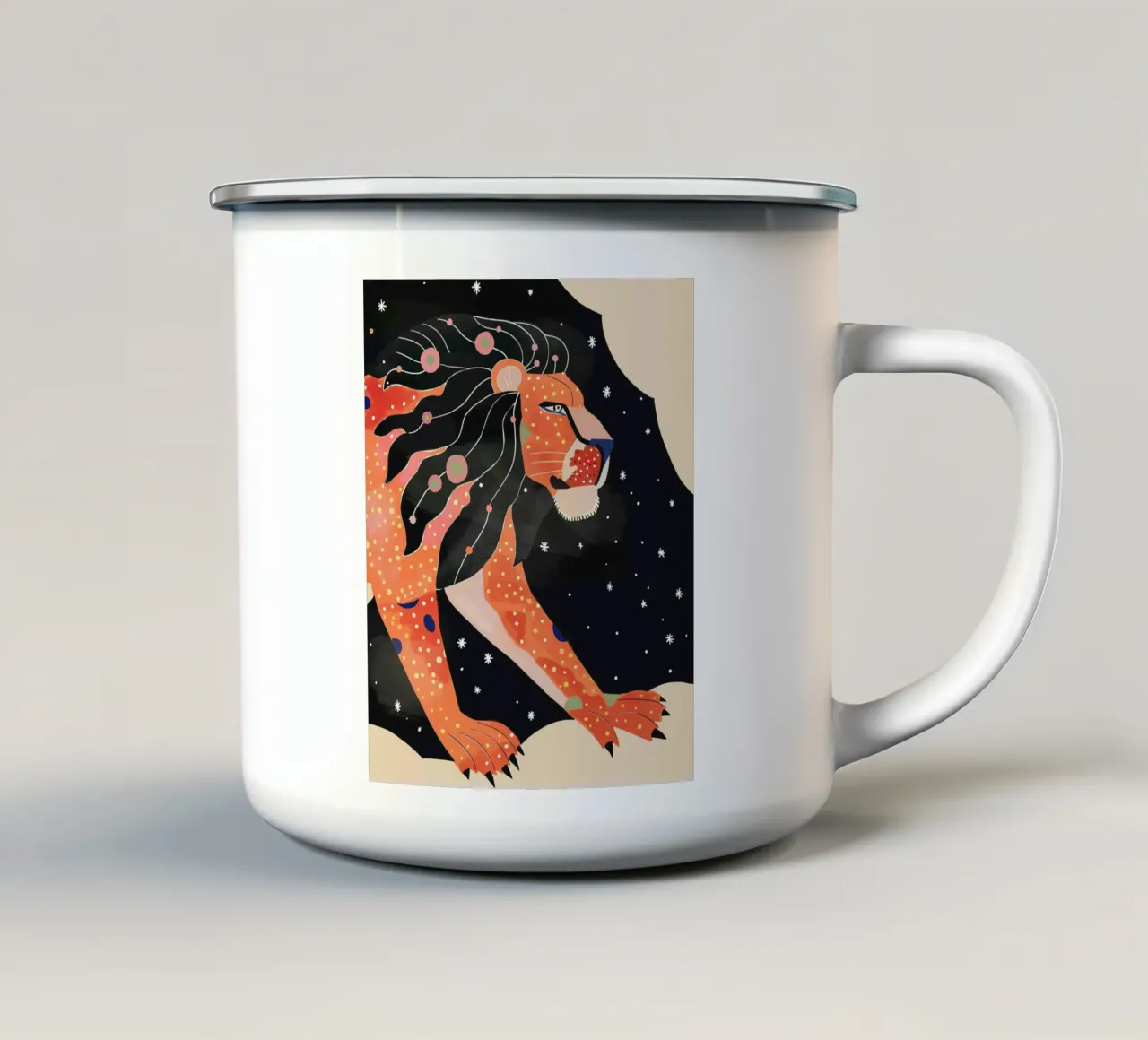 Leone astrale tazza in smalto da ArtsySesta