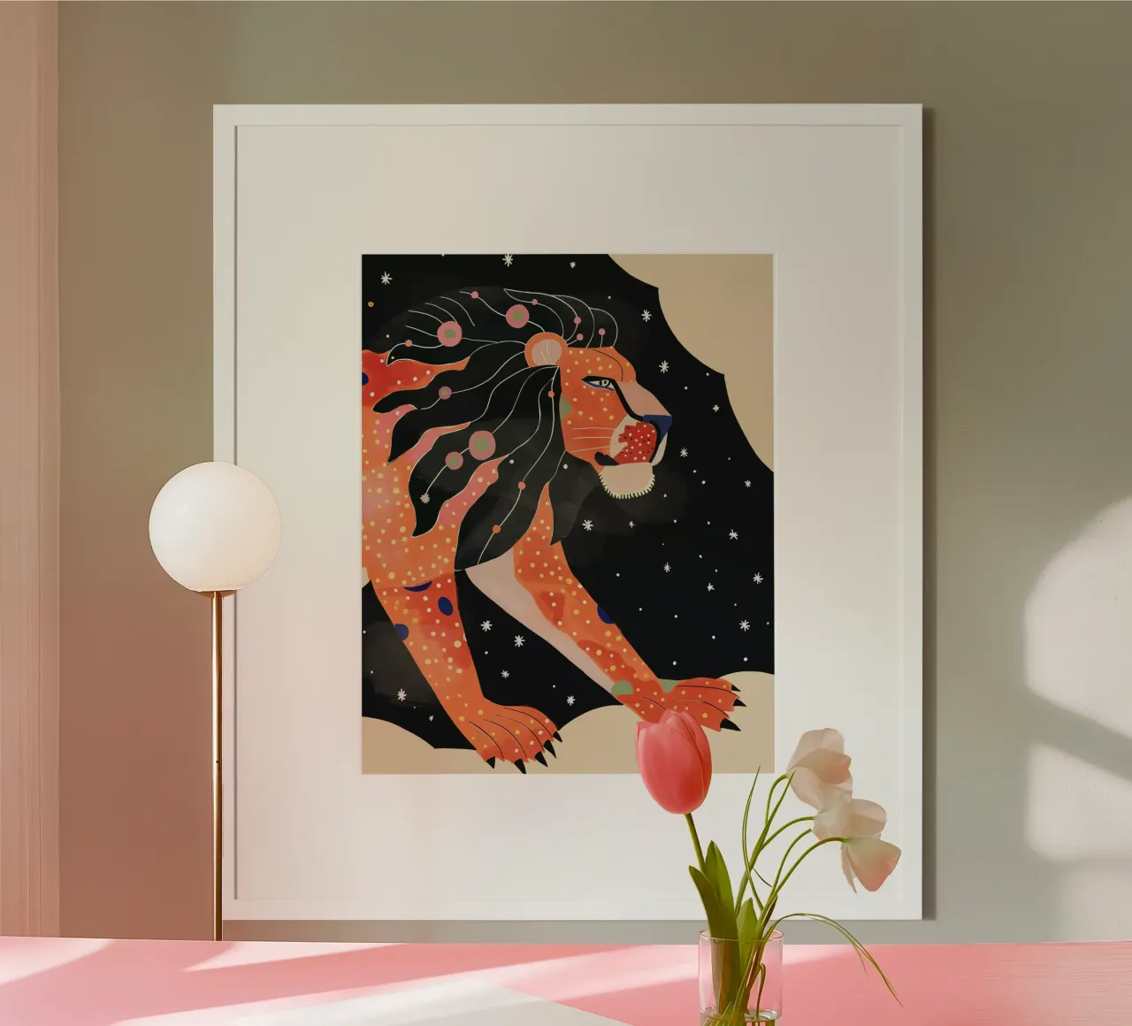 Leone astrale poster con telaio in plastica da ArtsySesta