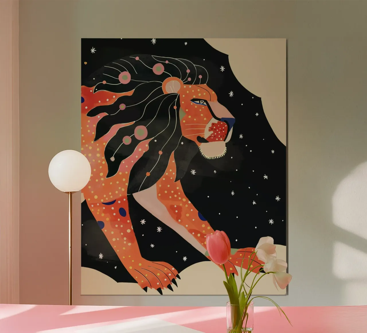 Leone astrale poster con telaio in plastica da ArtsySesta
