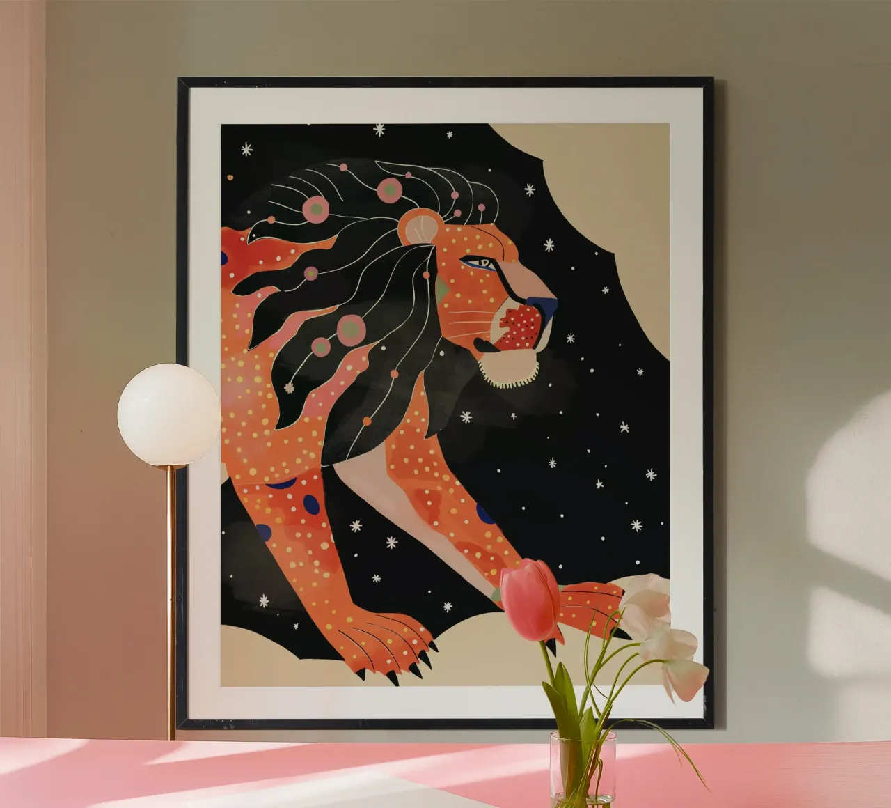 Leone astrale poster con telaio in plastica da ArtsySesta