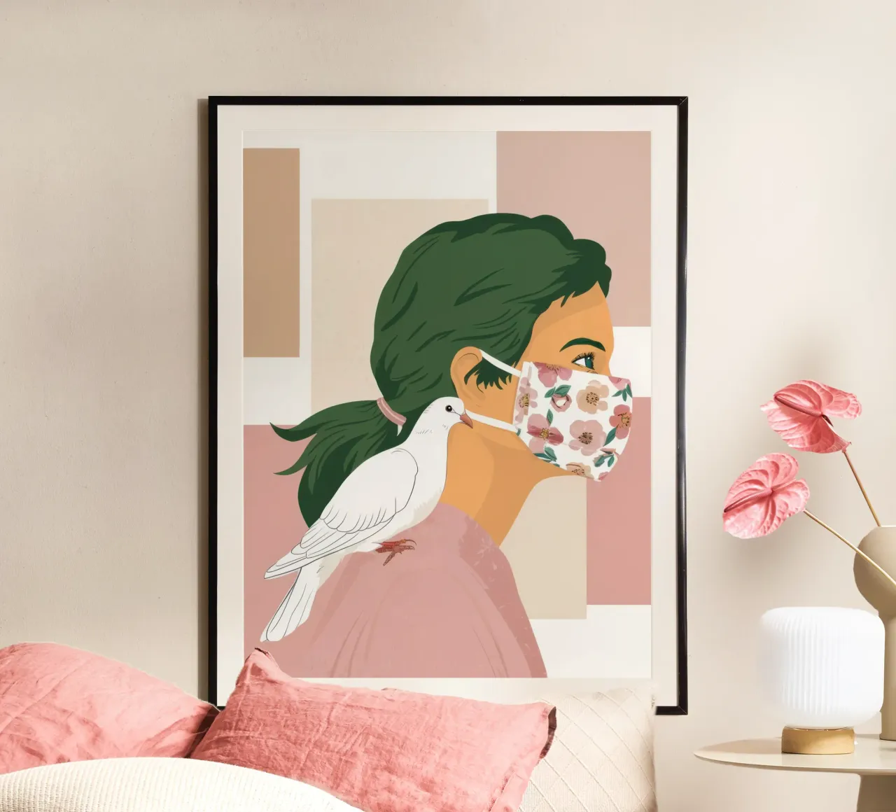 Colomba della Pace poster con telaio in alluminio da Thistle Bloom