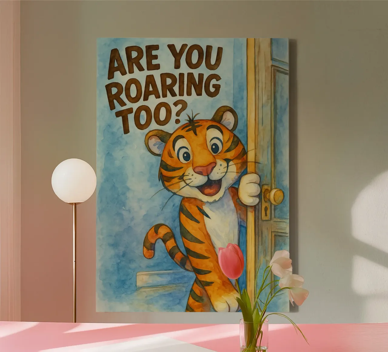 are you roaring too tiger art drawing canvas with Floater frame by pasadenan