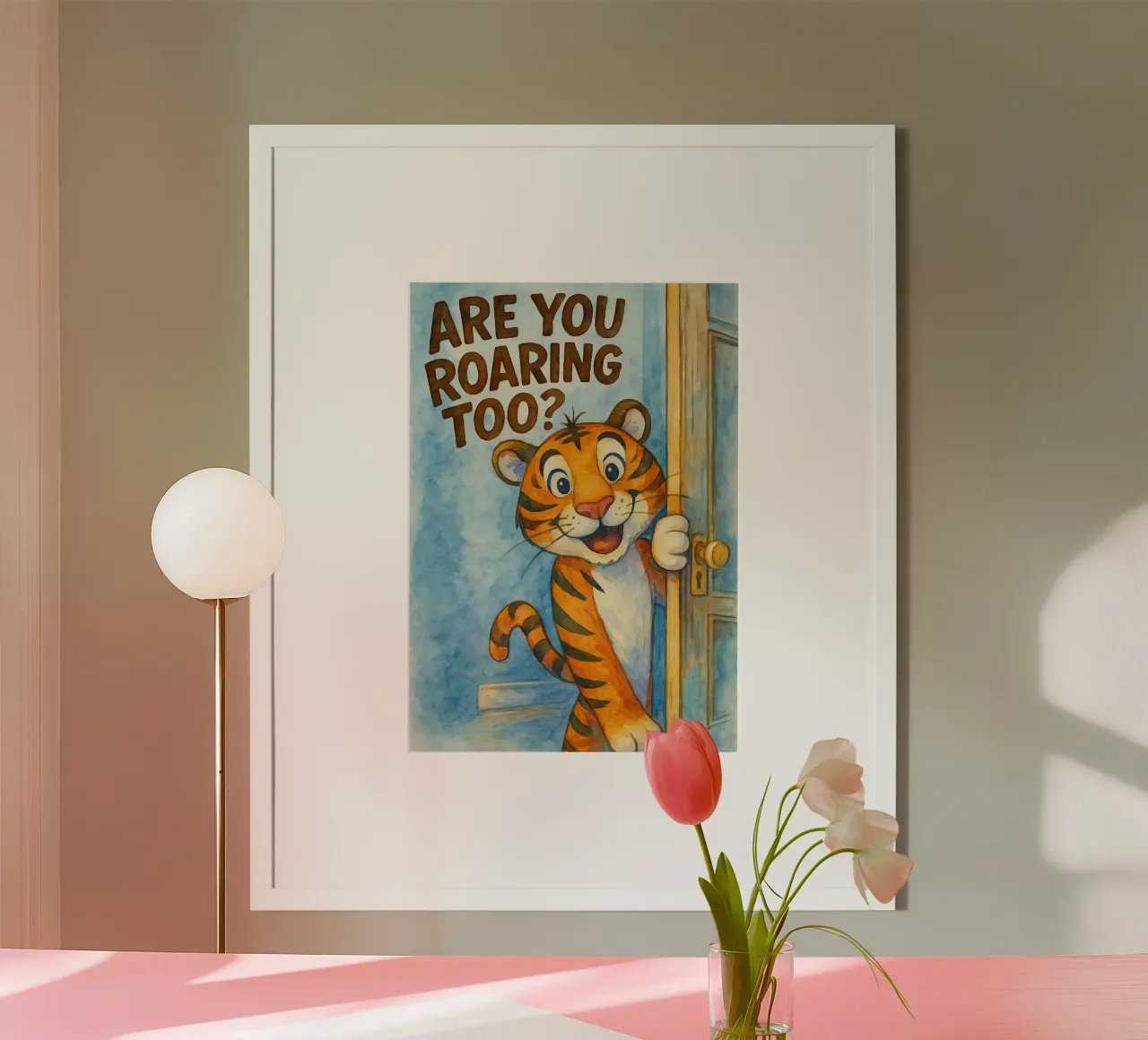 sei tu che ruggisci troppo disegno artistico della tigre poster con telaio in plastica da pasadenan