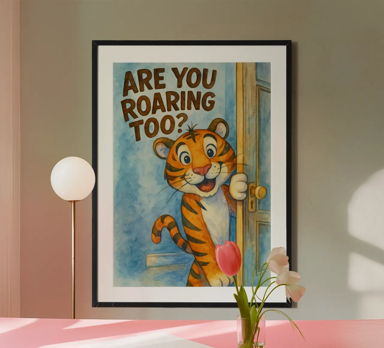 sei tu che ruggisci troppo disegno artistico della tigre poster con telaio in plastica da pasadenan