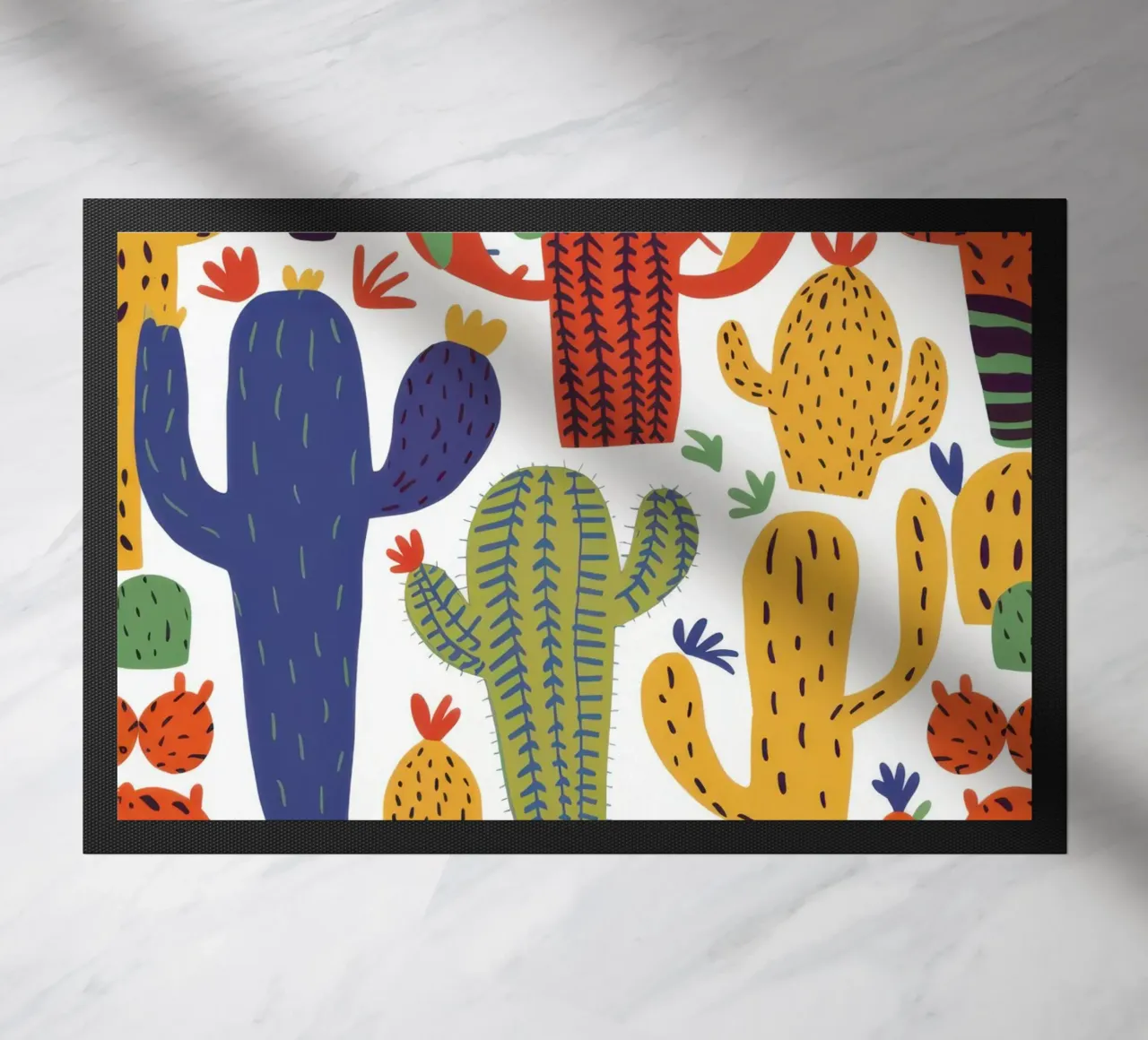 Playful Cactus Pattern doormat by Obs Canvas