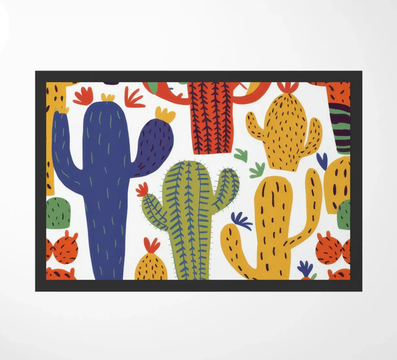 Playful Cactus Pattern doormat by Obs Canvas