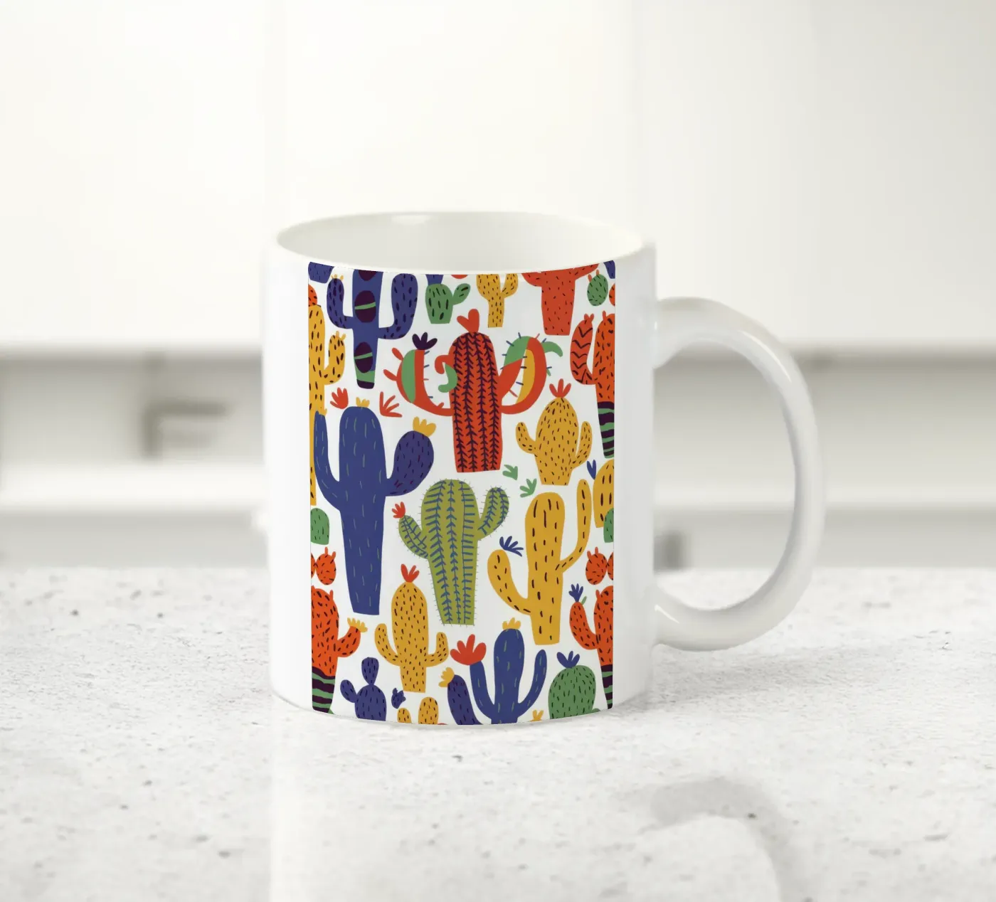 Playful Cactus Pattern ceramic mug by Obs Canvas