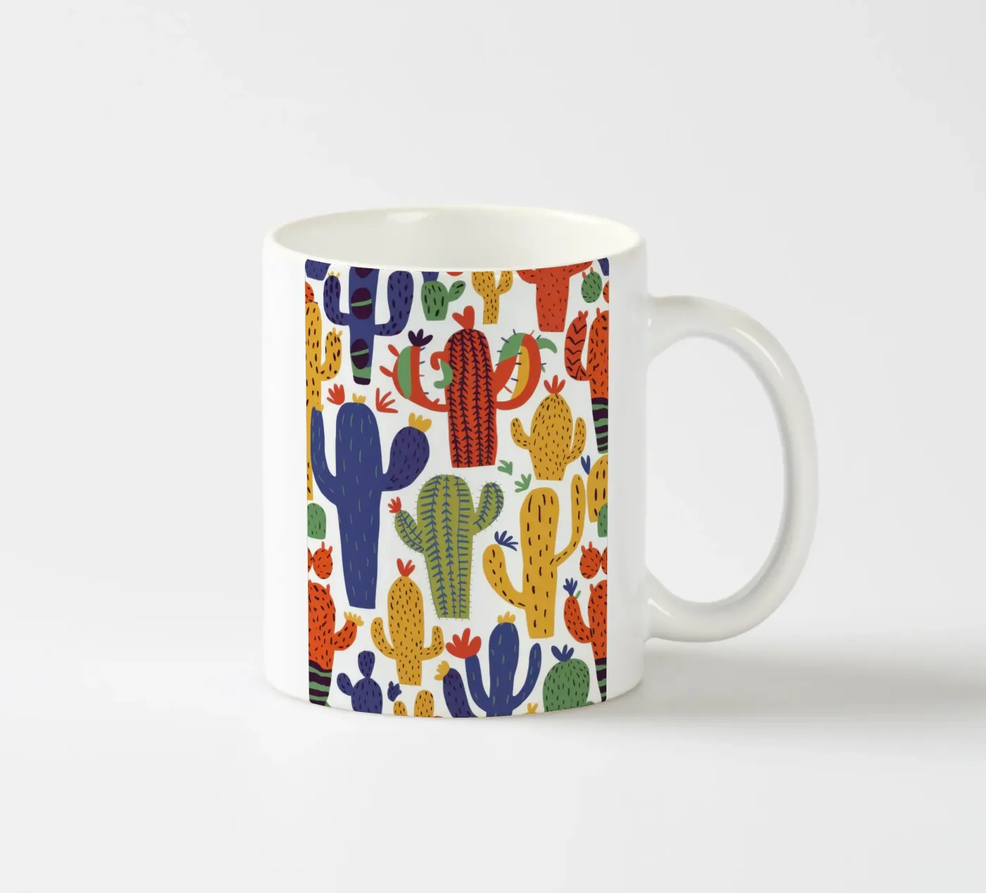 Playful Cactus Pattern ceramic mug by Obs Canvas