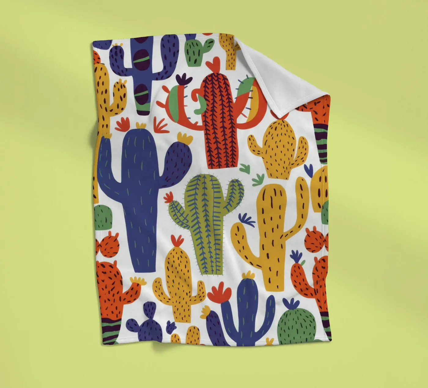 Playful Cactus Pattern fleece blanket by Obs Canvas
