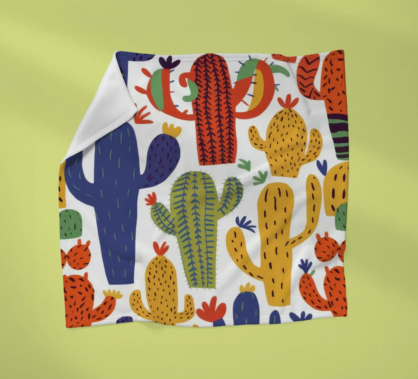 Playful Cactus Pattern fleece blanket by Obs Canvas