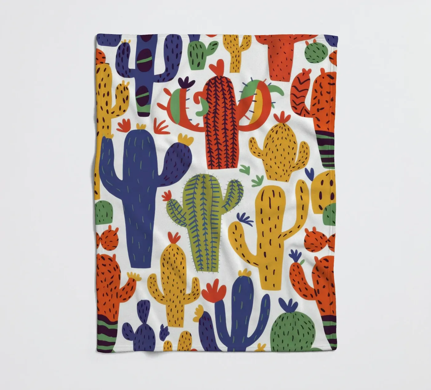 Playful Cactus Pattern fleece blanket by Obs Canvas
